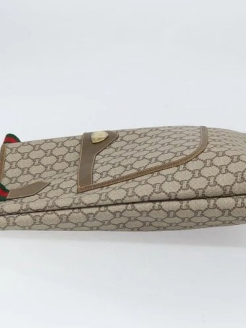 GUCCI GG Plus Supreme Web Sherry Line Tote Bag PVC Beige Gold Auth ka1861 - Picture 4 of 16